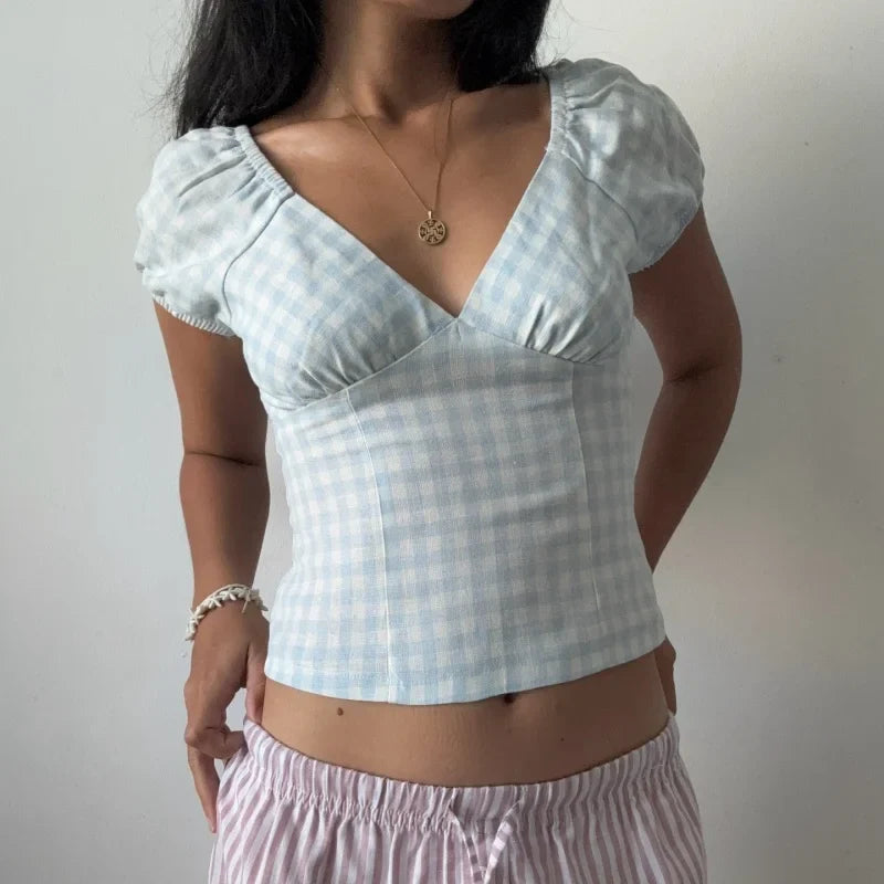 Y2k Gingham Crop Top