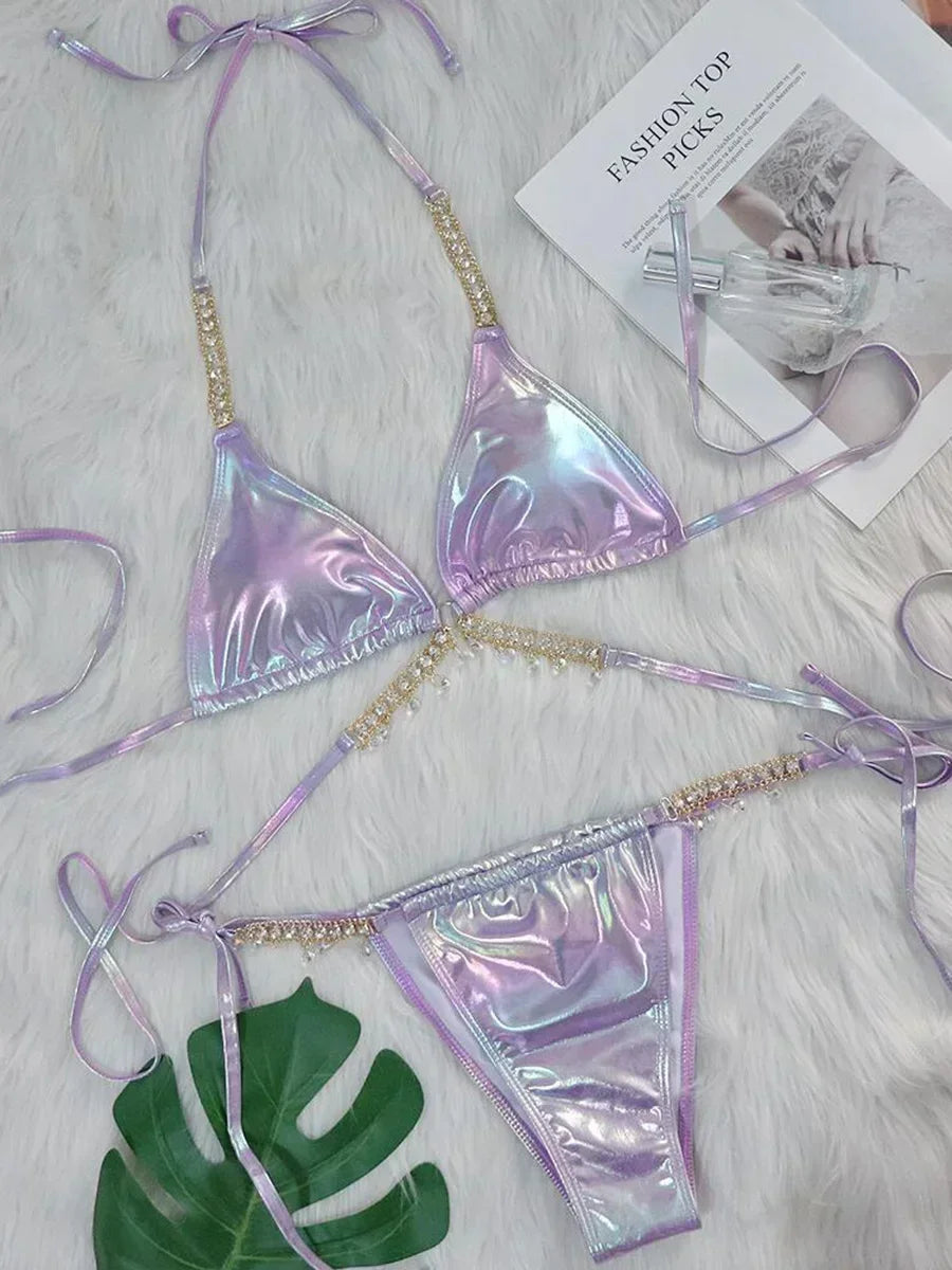 PU Faux Leather Bikini