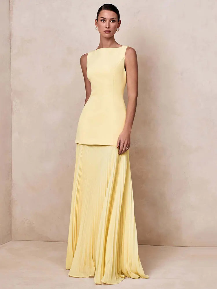 Elegant Pleated Long Dress