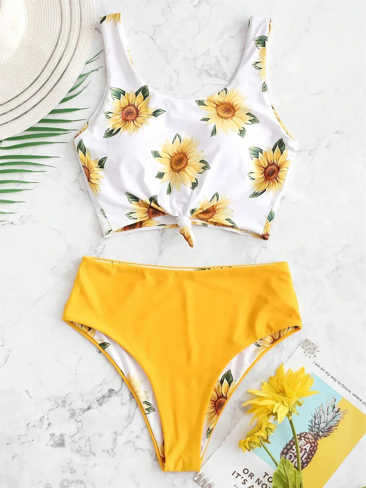 Sexy Sunflower Print Bikini Set
