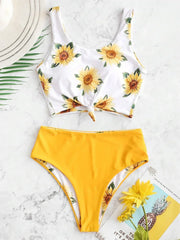 Sexy Sunflower Print Bikini Set