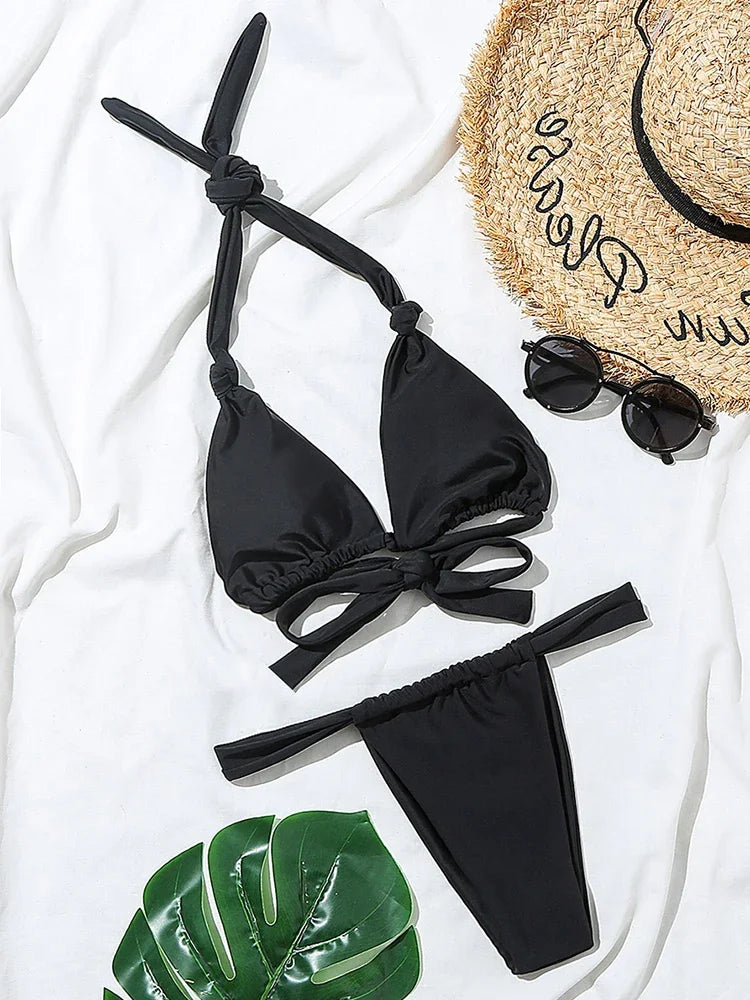 Sexy Halter Knot Micro Bikini