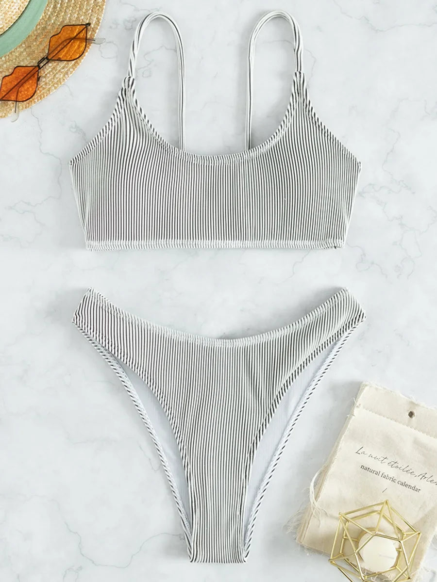 Velvet Ribbed Brazilian Bikini