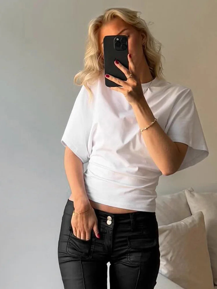 Casual Solid Gray Cropped T-shirt Clothes O-neck Corset Tops