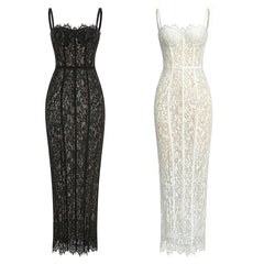 Fashionable Elegant Lace Corset Maxi Dress