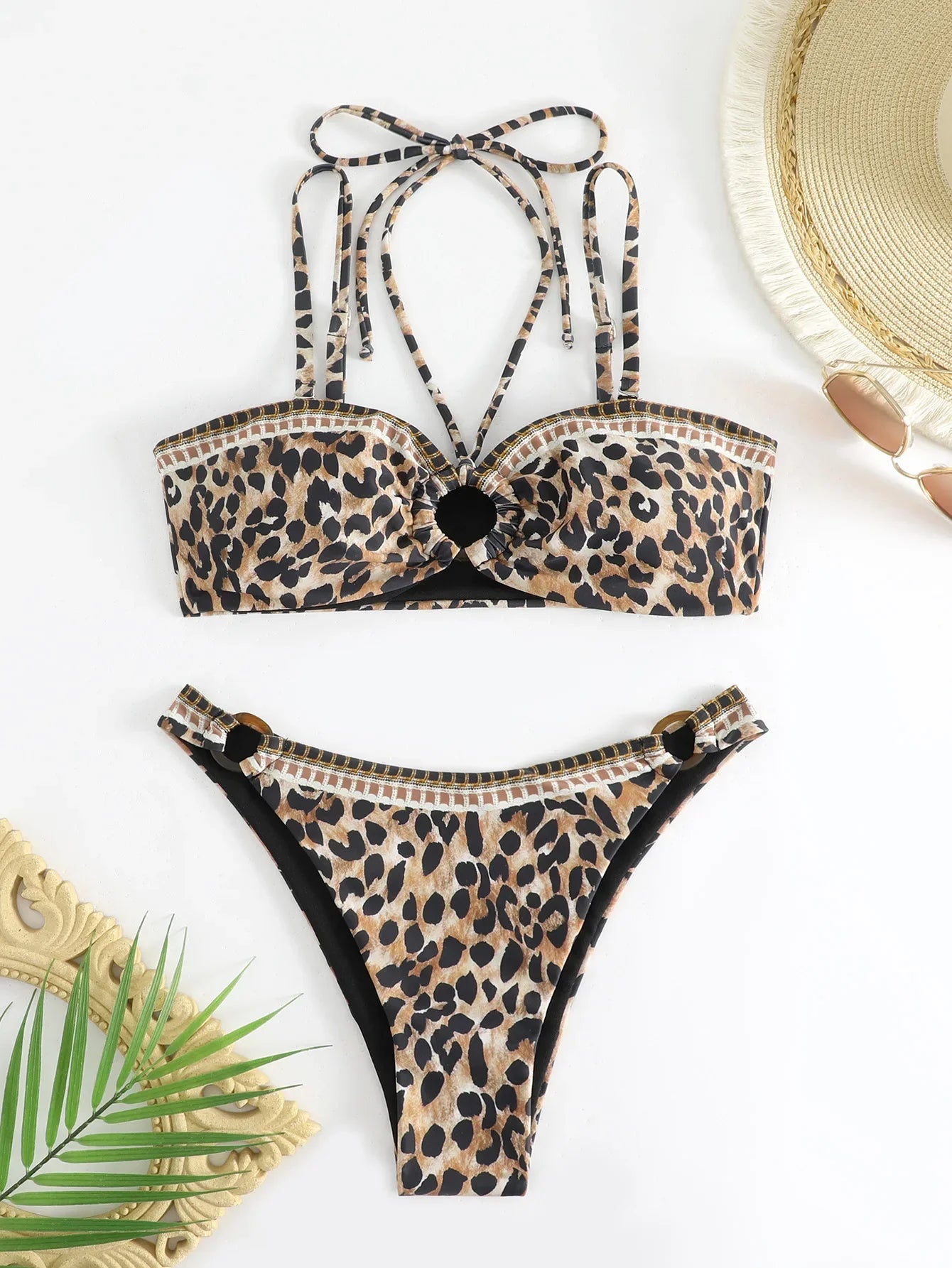 Sexy Black Leopard Print Bikini Set