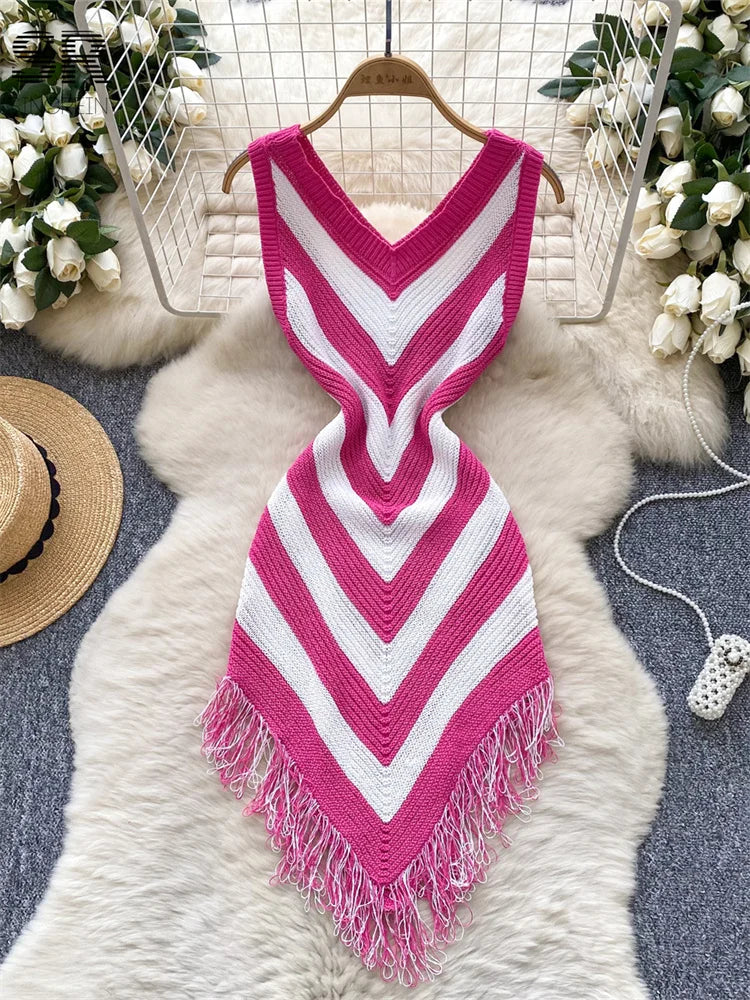 Argyle Pattern Knitted Dress