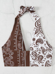 XS - L Sexy Printed Splicing Halter Knotted Bikini