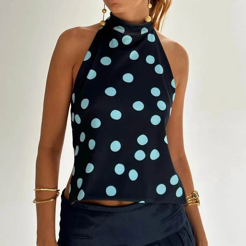 Y2k Graphic Print Halter Tank Top