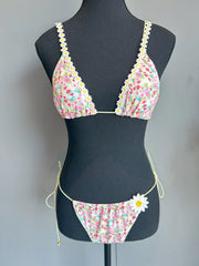 Sexy Pink Floral Print Bikini Set