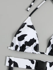 Sexy Black Cow Print Bikini