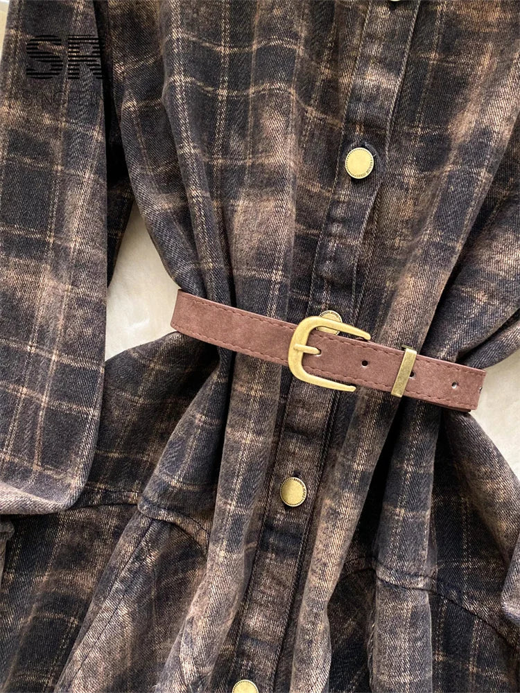 Korean Style Plaid Short Dress