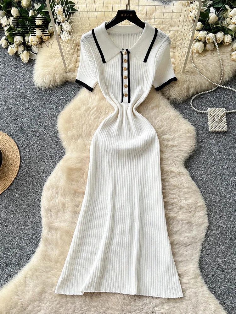 Knitting A-line Workwear Dress