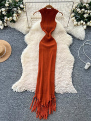 Vacation Tassel Knitted Dress