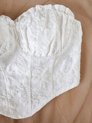 Fitted Elastic Pleating Ruffle Hem Crop Top