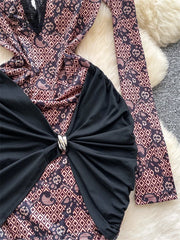 Artistic Print Lace Dress