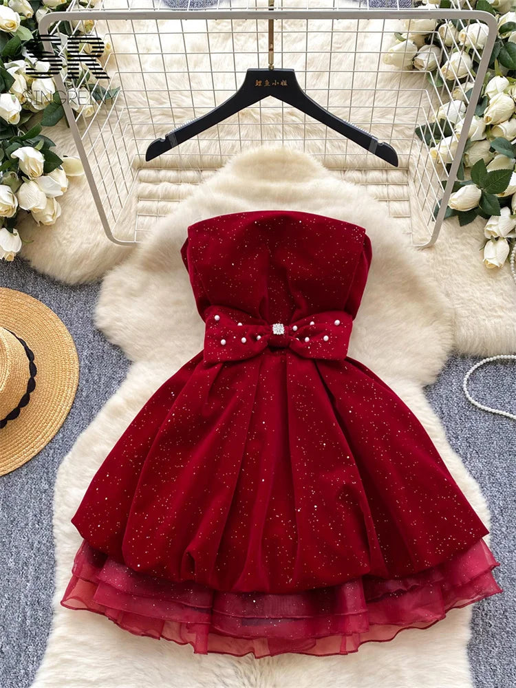 Pearl Bow Design Bud Dress