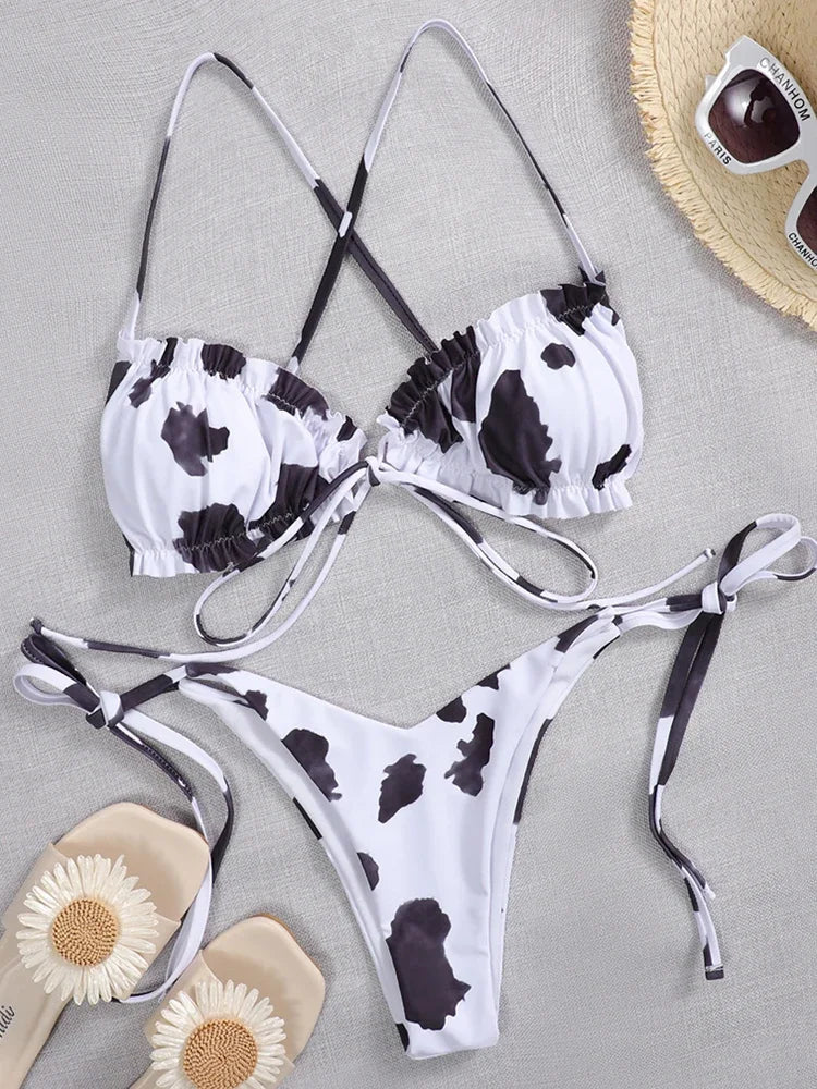 Sexy Ruffle Frilled Micro Thong Bikini