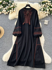 Casual Embroidered Loose Dress