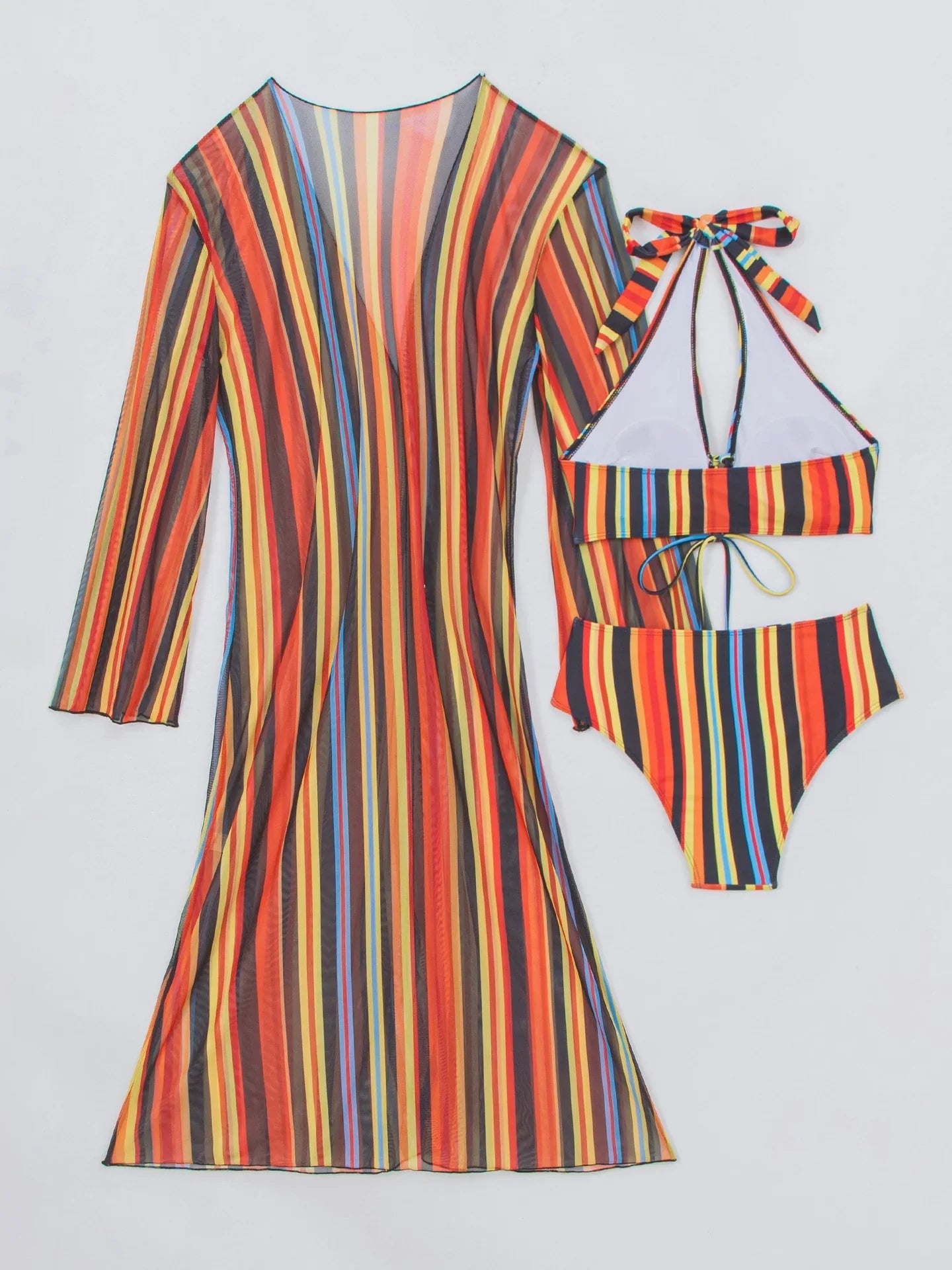 Vintage Orange Striped Bikini