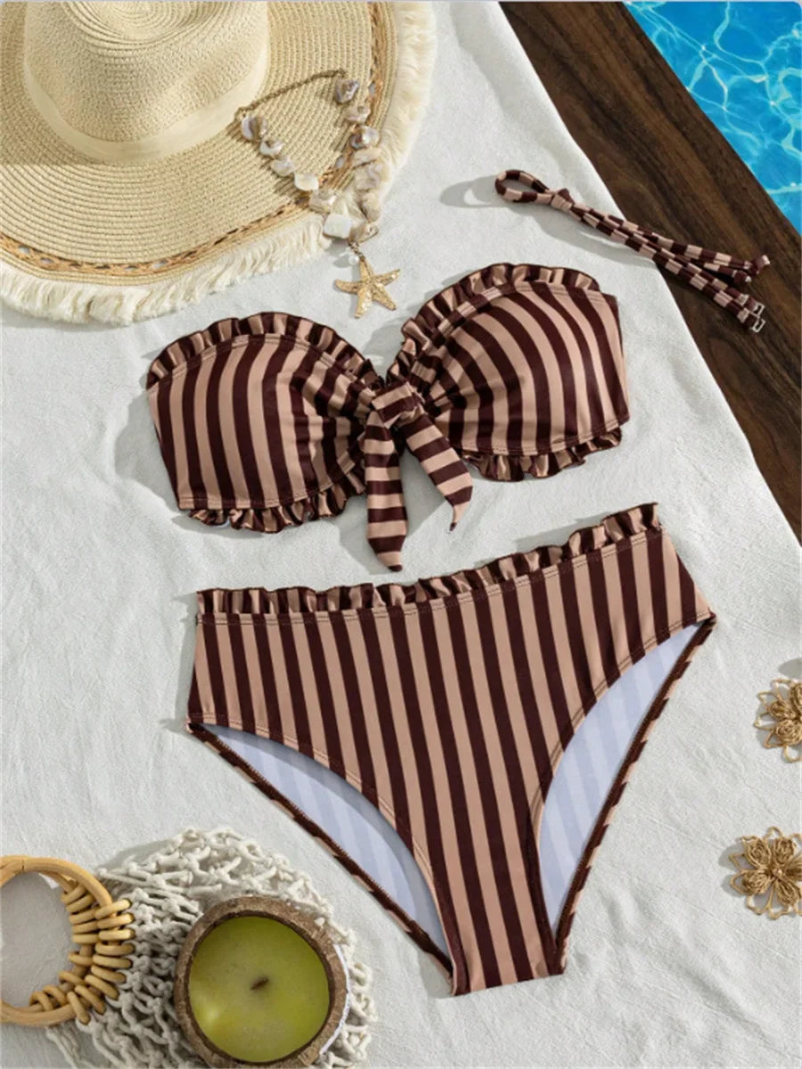 Sexy Blue Striped Bikini Set