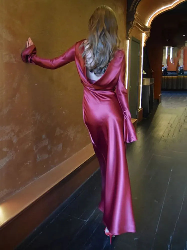 Satin Elegant Autumn Evening Dress