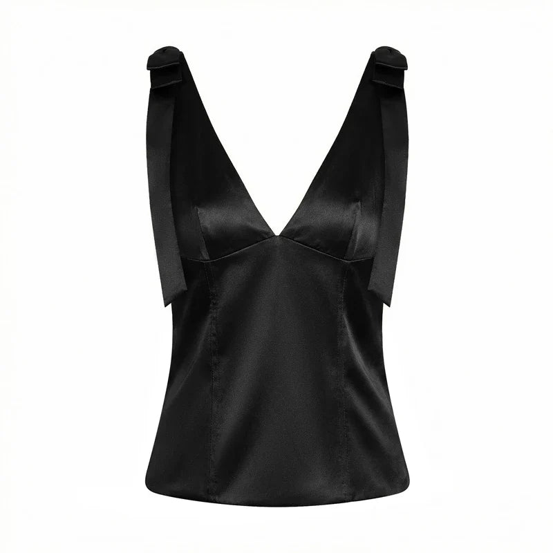 Silky Satin V Neck Cami Top