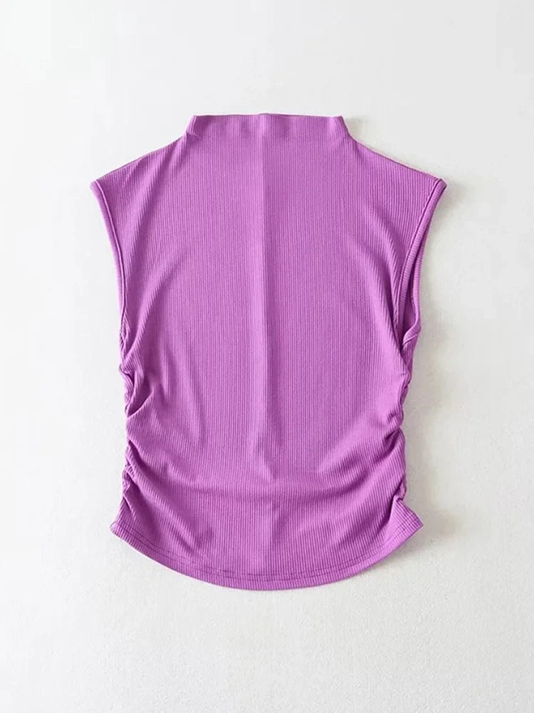Black Turtleneck Crop Tank Top