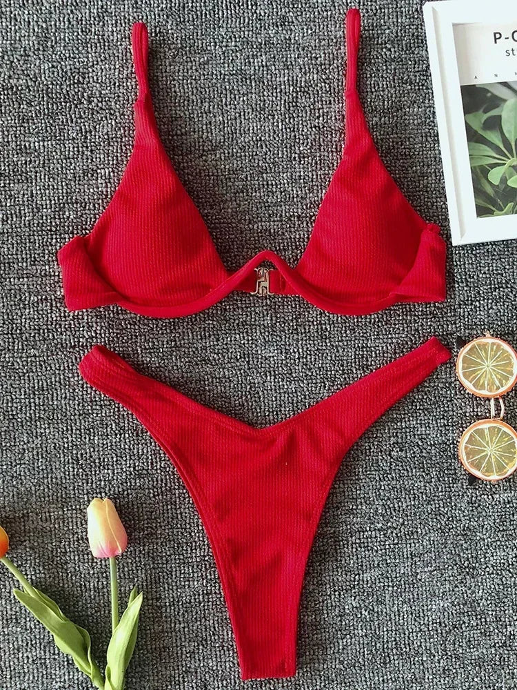 High Cut V-bar Underwired Bikini