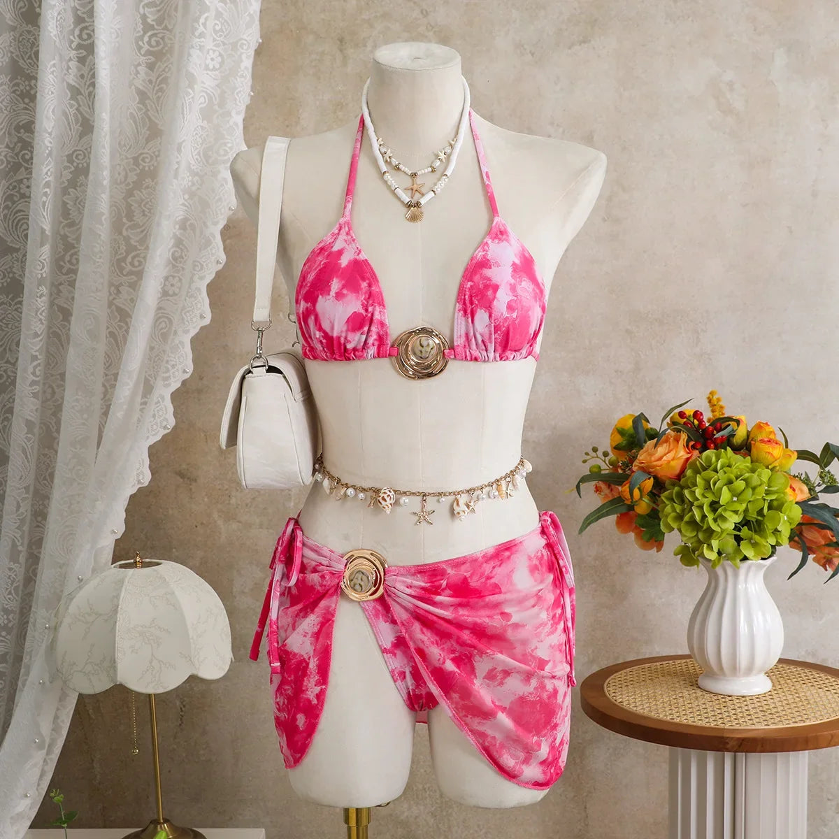 New Pink Tie Dye Gradient Bikini