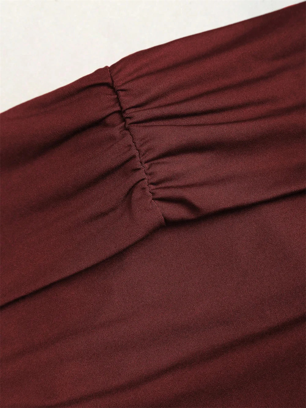 Off-Shoulder Pleating Metal Buckle Decor Crop Top
