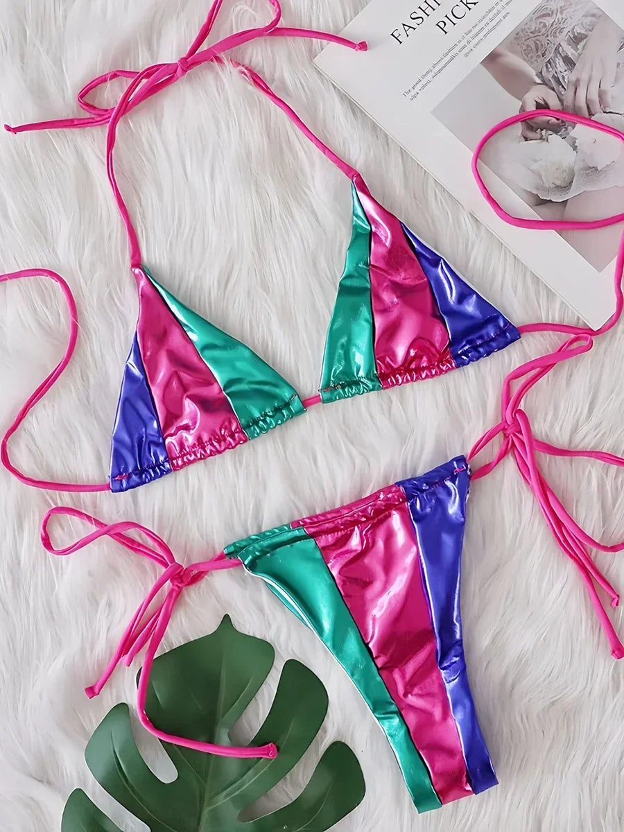 Splicing Leopard Mini Micro String Bikini