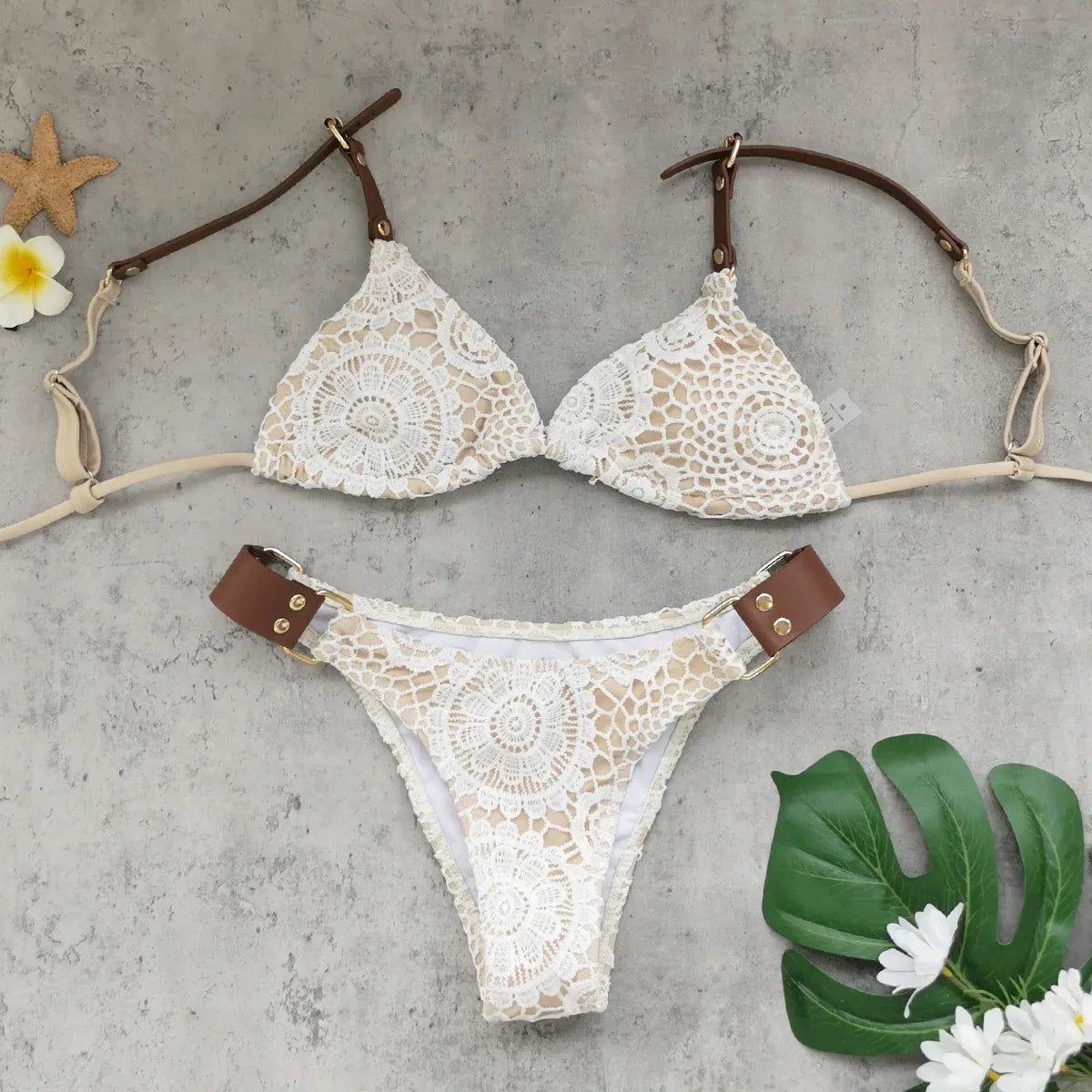 Sexy White Lace Bikini Set