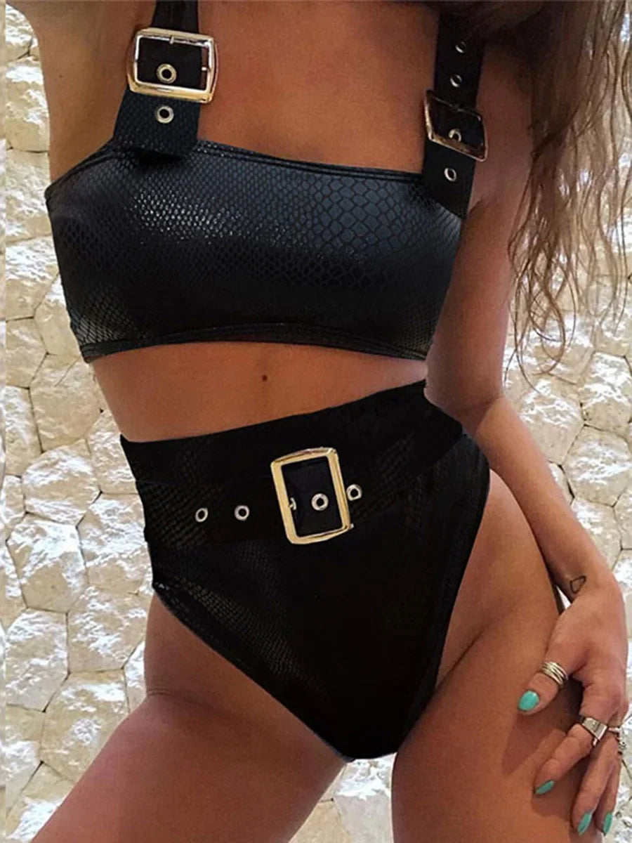 Snake Printed Bandeau Bikini