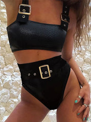 Snake Printed Bandeau Bikini