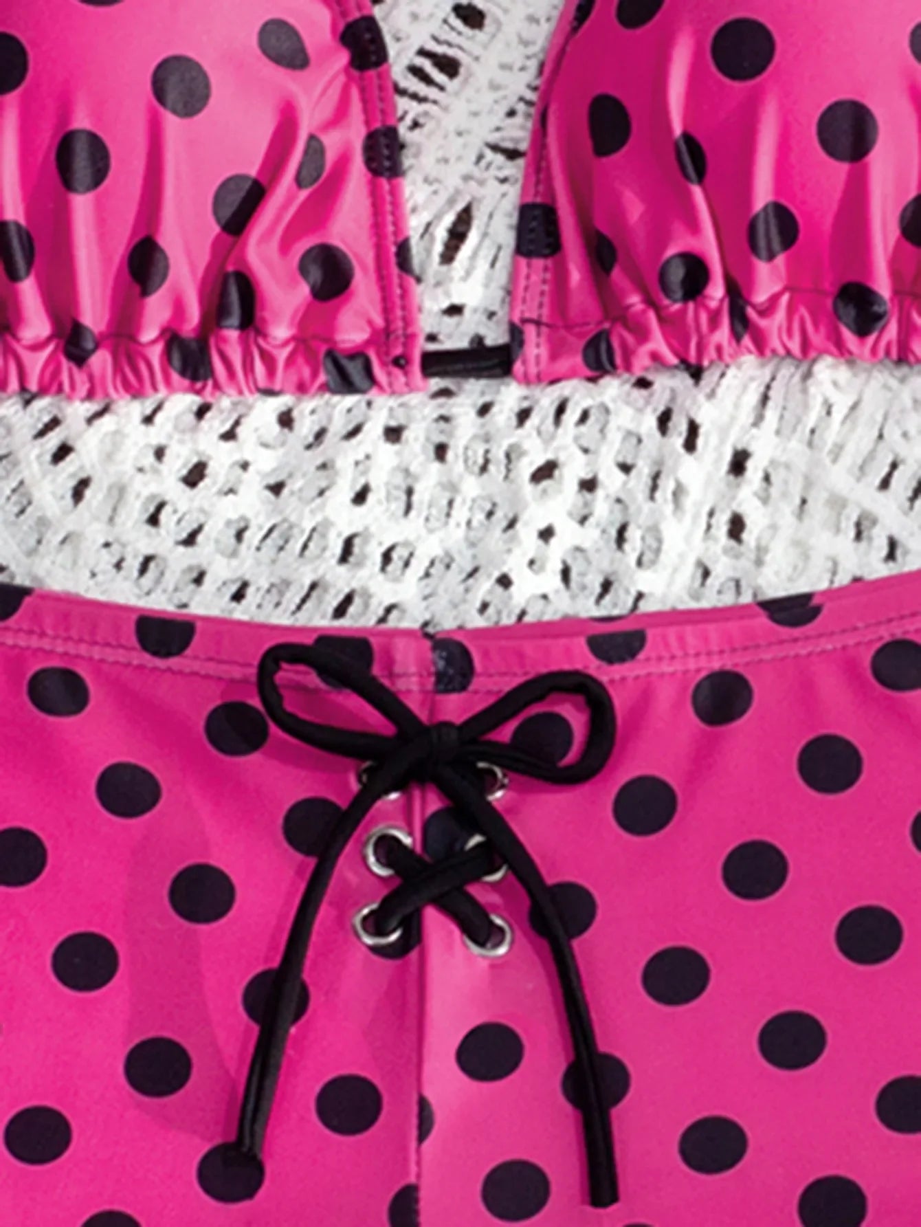 Sexy Hot Pink Polka Dot Print Bikini Set