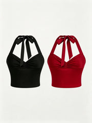 2pclegant Halter Crop Top
