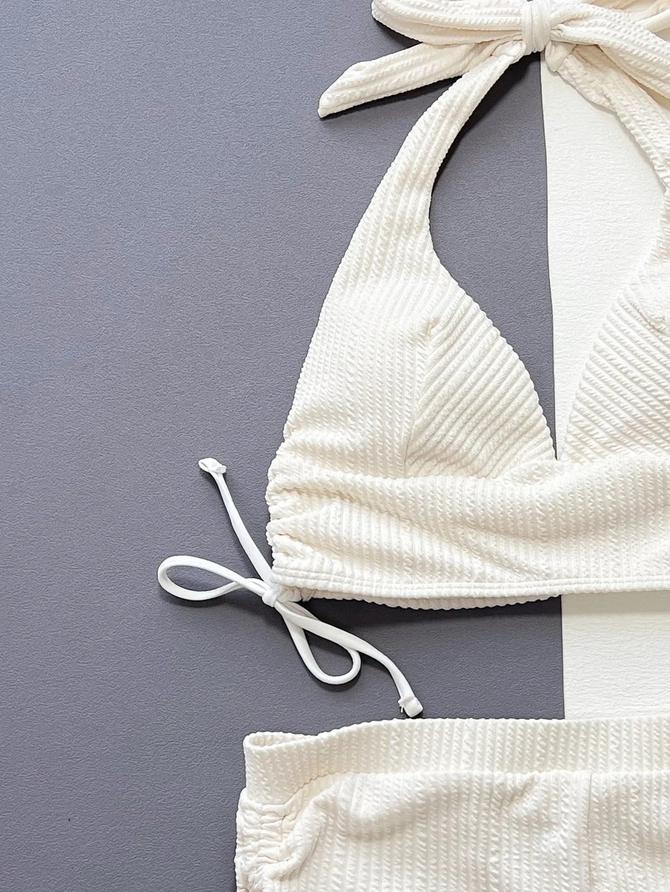Sexy Pleate Drawstring High Waist Bikini Set