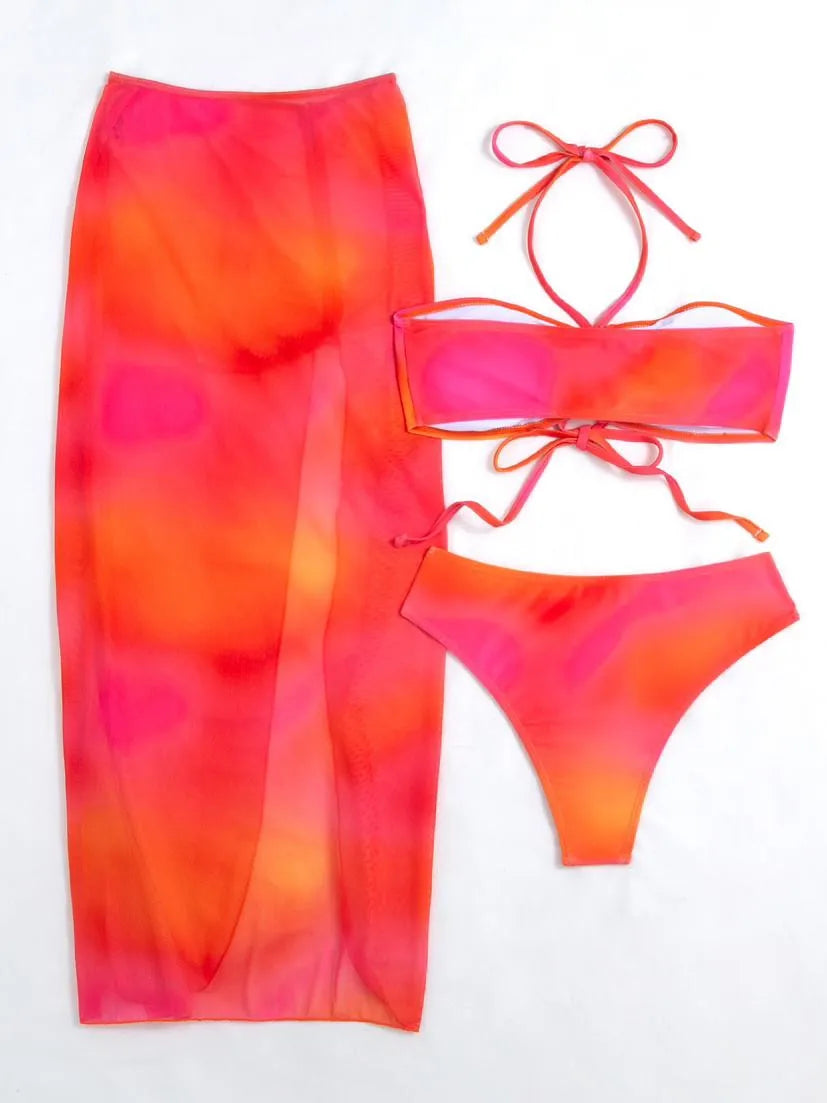 Vintage Orange Tie Dye Bikini Set
