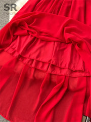 Backless Red Vacation Maxi Dress