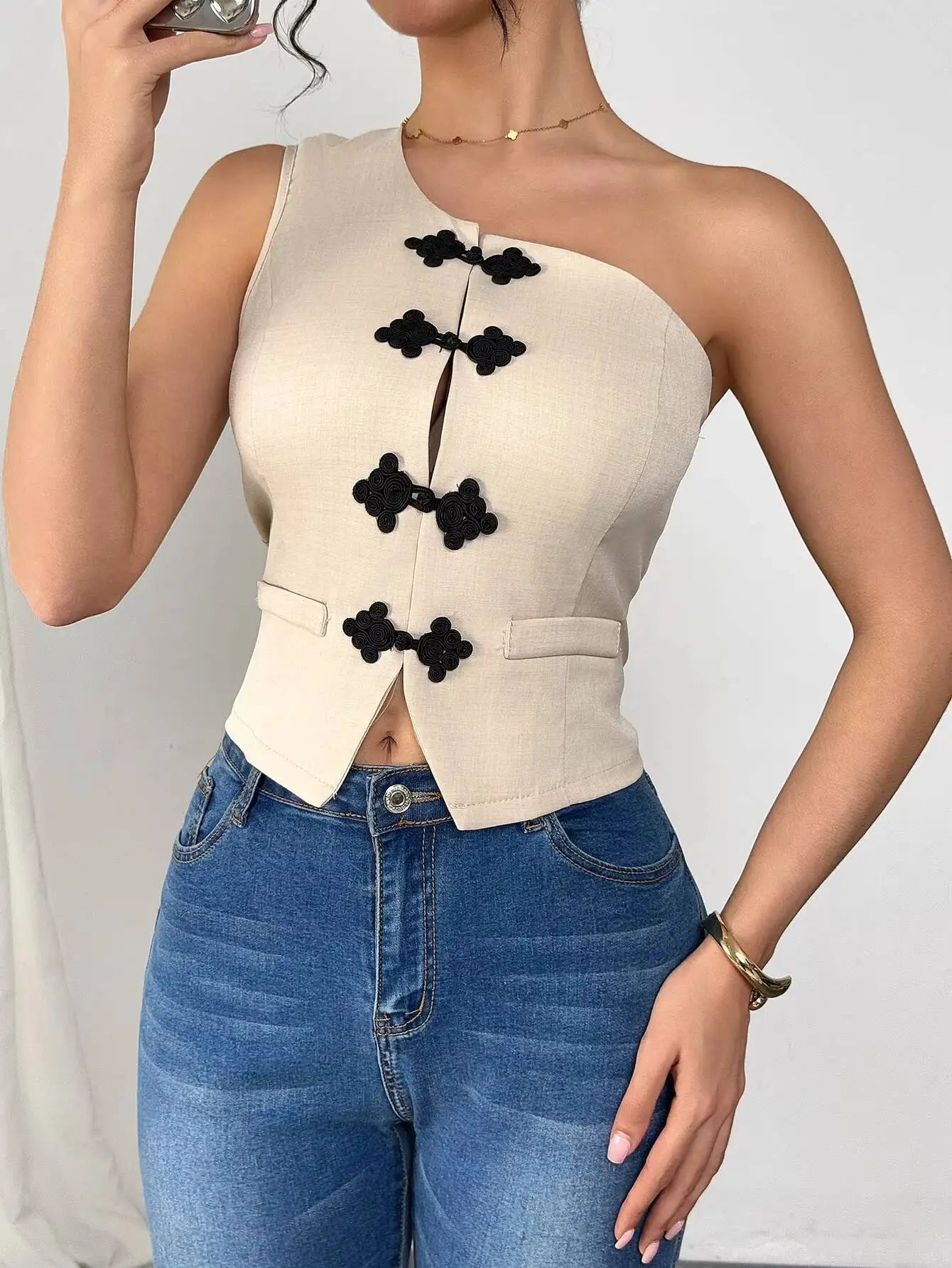 Women's Beige Crop Top