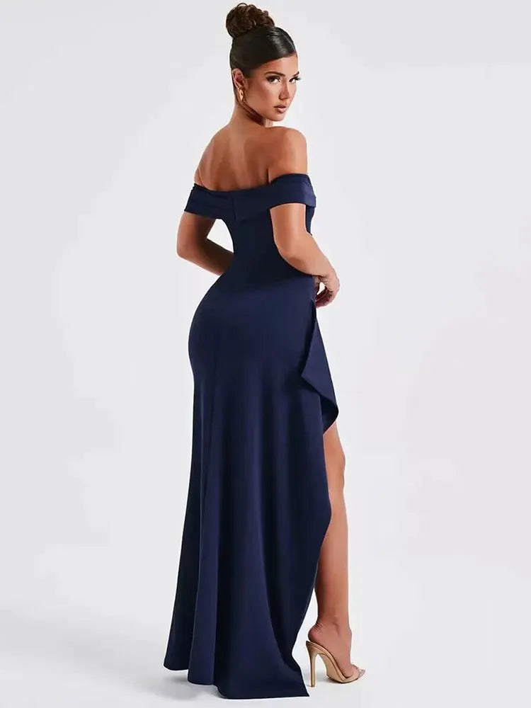 Elegant Off-shoulder High Split Maxi Dress