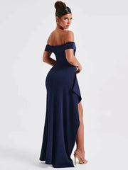 Elegant Off-shoulder High Split Maxi Dress