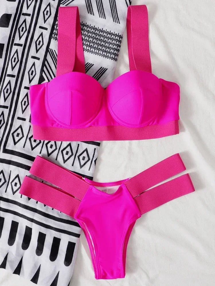 Splicing Push Up Bra Cup Bikini