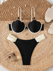 Sexy Coffee Contrast Bikini Set
