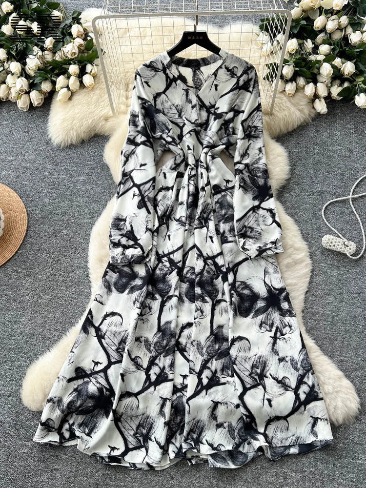 Vintage Print Large Swing Dress