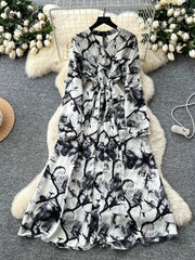 Vintage Print Large Swing Dress