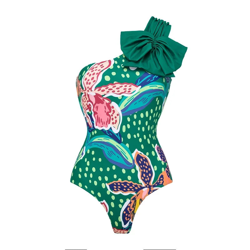 Vintage Green Abstract Print Bikini Set
