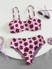 Sexy Purple Floral Print Bikini Set