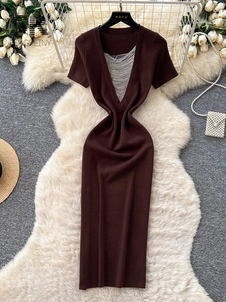 Beading Knitted OL Dress